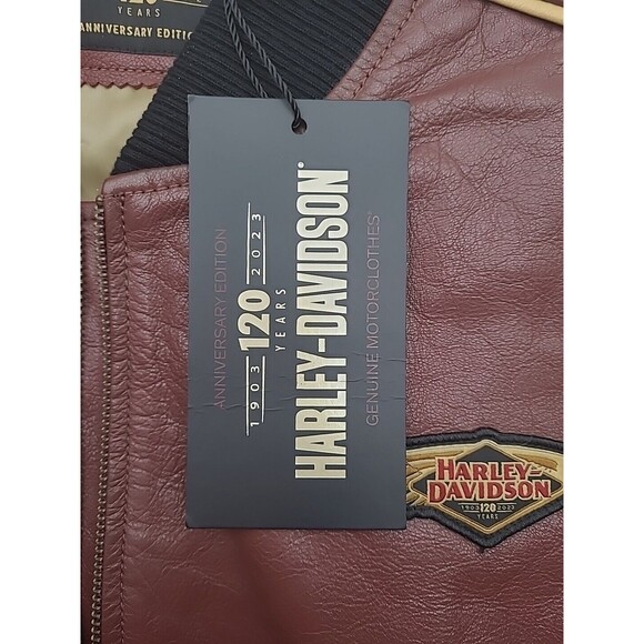 Harley-Davidson 120th Anniversary Mens Sz 2XL Dark Red Leather Jacket 97035-23VM - Picture 5 of 7